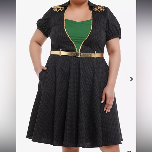 Her Universe Dresses & Skirts - Her Universe 18 Marvel Loki Gold Belt Retro Dress Plus Size 2X NWT